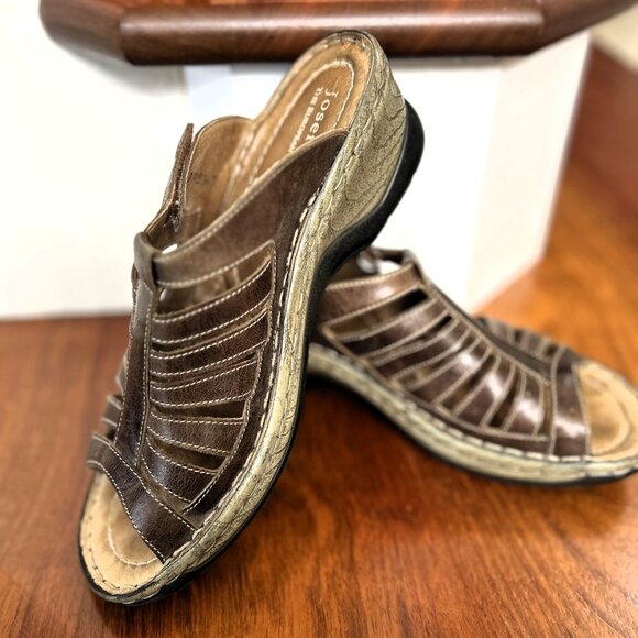 Josef Seibel Women's Brown Leather Slip-On Sandals- EURO Size 39 - Picture 1 of 7